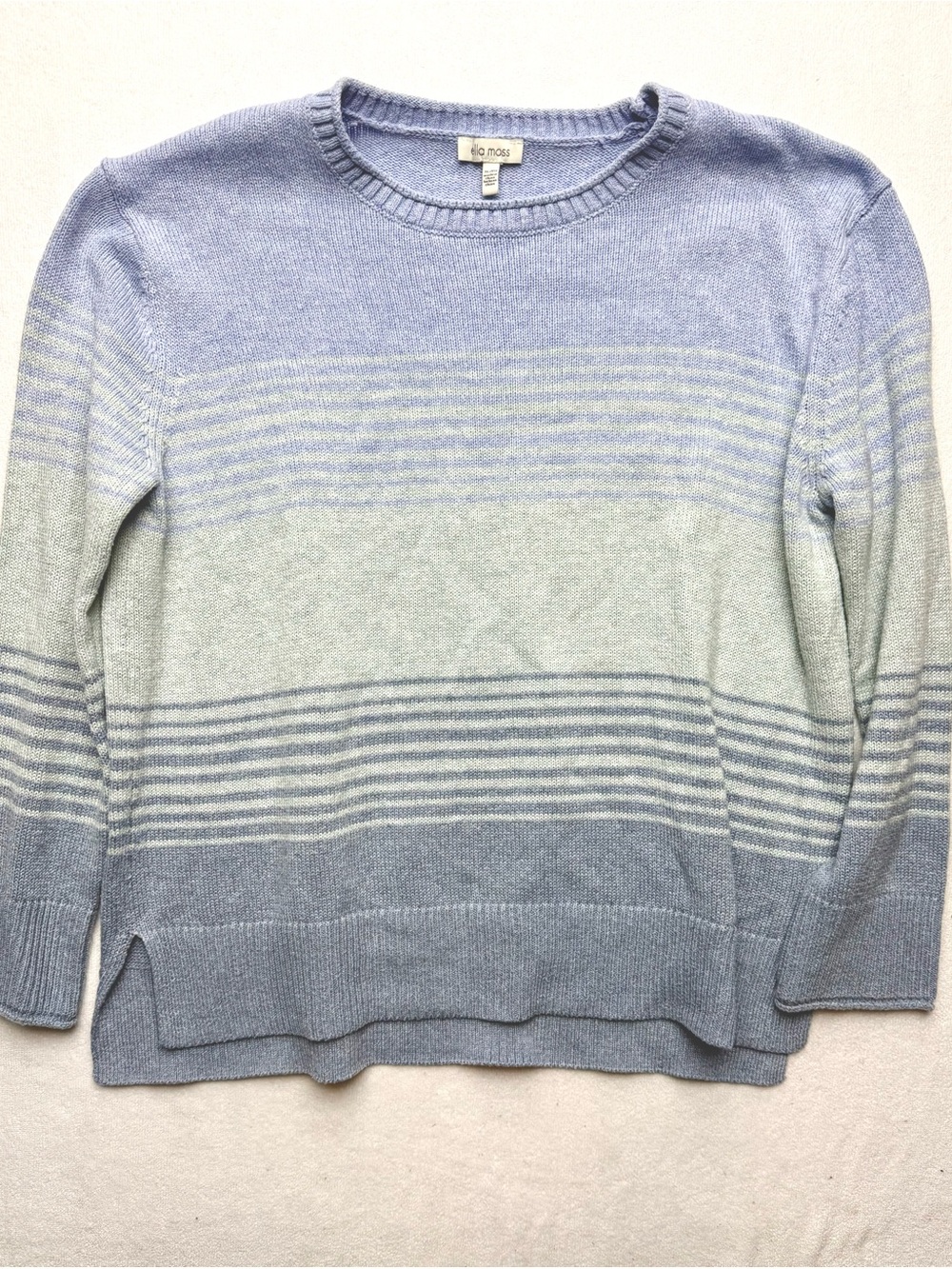 Ella Moss Pastel Gradient Stripe Crewneck Sweater - Light purple & blue